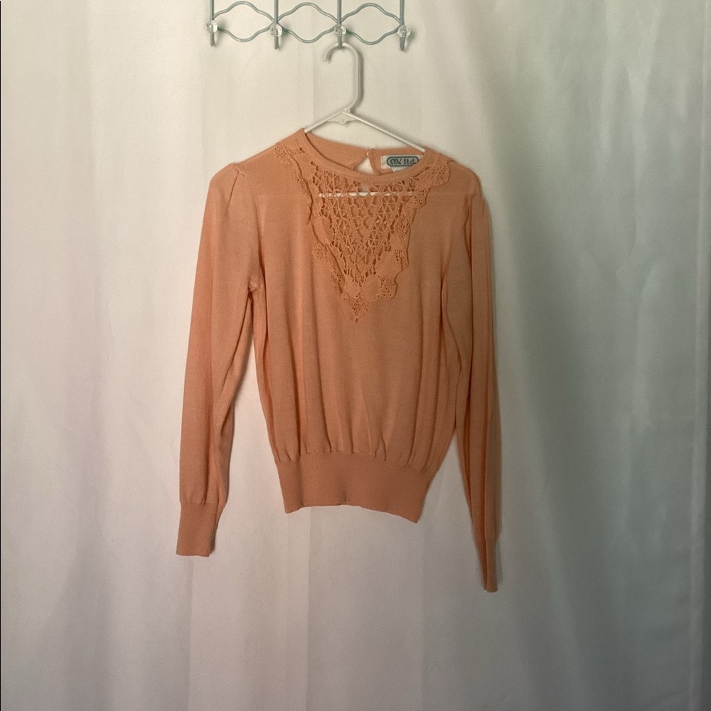 Vintage peach lace sweater
